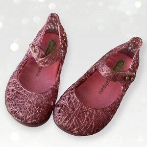 Mini Melissa + Campana Pink Glitter Jelly Sandals